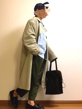 「SVEC（シュベック）のアイテム（ローファー）」を使った、木豆寸さん（メンズ・170cm）の春コーディネート