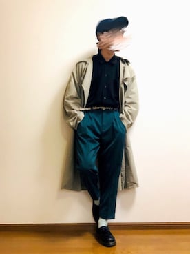 「SVEC（シュベック）のアイテム（ローファー）」を使った、木豆寸さん（メンズ・170cm）の春コーディネート
