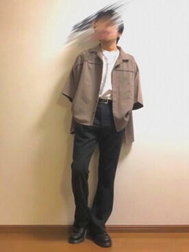 「SVEC（シュベック）のアイテム（ローファー）」を使った、木豆寸さん（メンズ・170cm）の夏コーディネート