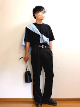 「SVEC（シュベック）のアイテム（ローファー）」を使った、木豆寸さん（メンズ・170cm）の夏コーディネート