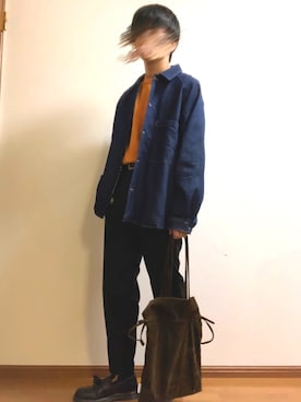 「SVEC（シュベック）のアイテム（ローファー）」を使った、木豆寸さん（メンズ・170cm）の秋コーディネート