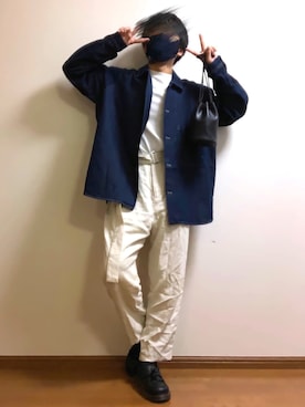 「SVEC（シュベック）のアイテム（ローファー）」を使った、木豆寸さん（メンズ・170cm）の秋コーディネート