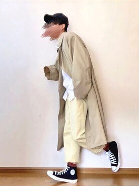 「niko and...（ニコアンド）のアイテム（トレンチコート）」を使った、木豆寸さん（メンズ・170cm）の夏コーディネート