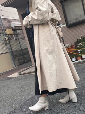 「消えそうな色コーデ」｜「アイテム（トレンチコート）」を使った、咲さん（レディース・156cm）の秋コーディネート