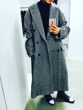 「JOHN LAWRENCE SULLIVAN（ジョンローレンスサリバン）のアイテム（チェスターコート）」を使った、REIKO.Nさん（レディース・156cm）の冬コーディネート