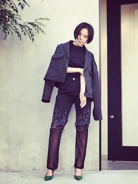 「JOHN LAWRENCE SULLIVAN（ジョンローレンスサリバン）のアイテム（ジャケット/アウター）」を使った、REIKO.Nさん（レディース・156cm）の春コーディネート