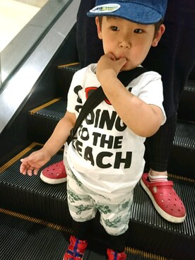 「BOBSON（ボブソン）のアイテム（トップス）」を使った、nhiro2323さん（キッズ・90cm）の夏コーディネート