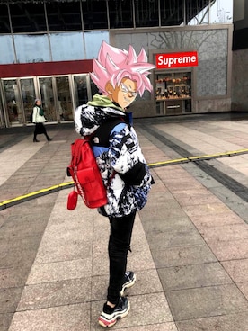 「Supreme x The North Face」｜「アイテム（ダウンジャケット/コート）」を使った、MRwG就是我さん（メンズ・171cm）の冬コーディネート