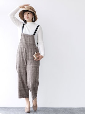 「cawaii（カワイイ）のアイテム（オールインワン・サロペット）」を使った、ちよこさん（レディース・158cm）の冬コーディネート