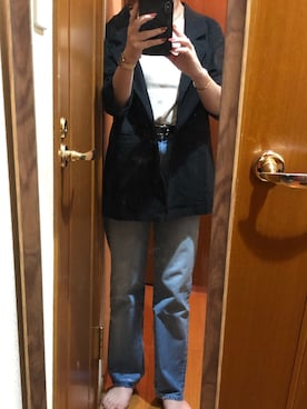 「SHEL’TTER（シェルター）のアイテム（ジャケット/アウター）」を使った、meguuuさん（レディース・156cm）の夏コーディネート