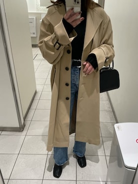 「MOUSSY（マウジー）のアイテム（トレンチコート）」を使った、meguuuさん（レディース・156cm）の春コーディネート