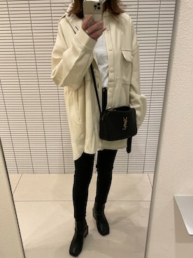 「MOUSSY（マウジー）のHW Rebirth L/BLACK SKINNY（デニムパンツ）」を使った、meguuuさん（レディース・156cm）の春コーディネート