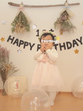 「アイテム（ドレス）」を使った、tsumutsumuさん（キッズ・80cm）の秋コーディネート
