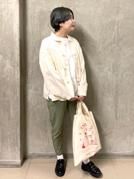 「USAコットン」｜「アイテム（カバーオール）」を使った、coen  おのさん（レディース・165cm）の春コーディネート