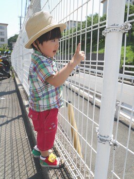 「kladskap（クレードスコープ）のアイテム（その他パンツ）」を使った、nato☆さん（キッズ・90cm）の秋コーディネート