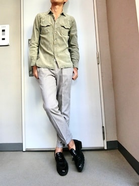 「EDIFICE（エディフィス）のアイテム（スラックス）」を使った、湖太郎@商社ファッション男子さん（メンズ・177cm）の春コーディネート