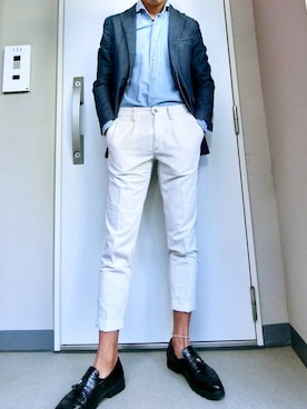 「EDIFICE（エディフィス）のアイテム（スラックス）」を使った、湖太郎@商社ファッション男子さん（メンズ・177cm）の春コーディネート