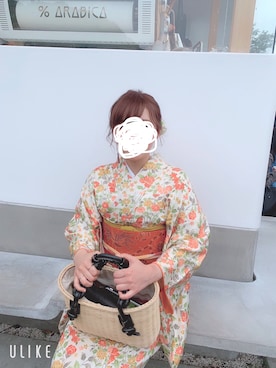 「アイテム（浴衣、オレンジ系）」を使った、ancoroさん（レディース・154cm）の春コーディネート