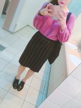 「ROPE' PICNIC（ロペピクニック）のアイテム（ニット/セーター、ピンク系）」を使った、mizukiさん（レディース・163cm）の秋コーディネート