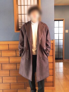 「CASPER JOHN」｜「アイテム（チェスターコート）」を使った、マサさん（メンズ・165cm）の冬コーディネート