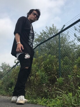 「アイテム（福袋/福箱、ブラック系）」を使った、くすしんさん（メンズ・175cm）の夏コーディネート