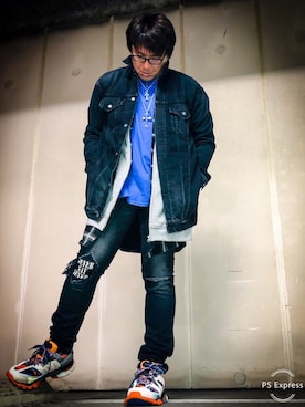 「minedenim」｜「アイテム（アクセサリー）」を使った、くすしんさん（メンズ・175cm）の冬コーディネート