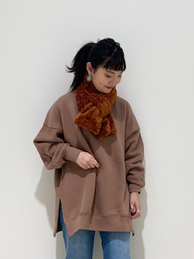 「OZOC（オゾック）のアイテム（スウェット）」を使った、sumicaさん（レディース・157cm）の秋コーディネート