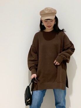 「OZOC（オゾック）のアイテム（スウェット）」を使った、sumicaさん（レディース・157cm）の秋コーディネート