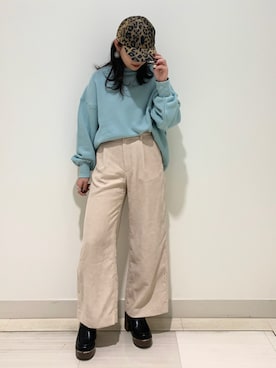 「OZOC（オゾック）のアイテム（キャップ）」を使った、sumicaさん（レディース・157cm）の秋コーディネート