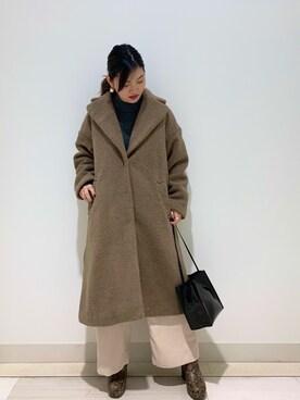 「OZOC（オゾック）のアイテム（チェスターコート）」を使った、sumicaさん（レディース・157cm）の秋コーディネート