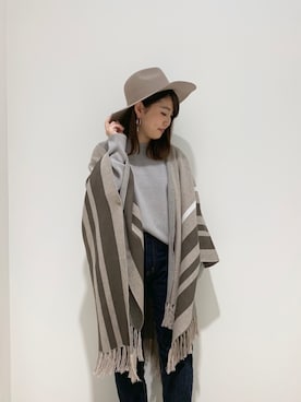 「OZOC（オゾック）のアイテム（カーディガン/ボレロ）」を使った、sumicaさん（レディース・157cm）の秋コーディネート