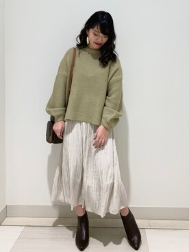 「OZOC（オゾック）のアイテム（ブーティ）」を使った、sumicaさん（レディース・157cm）の冬コーディネート