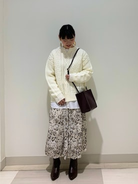 「OZOC（オゾック）のアイテム（ブーティ）」を使った、sumicaさん（レディース・157cm）の冬コーディネート