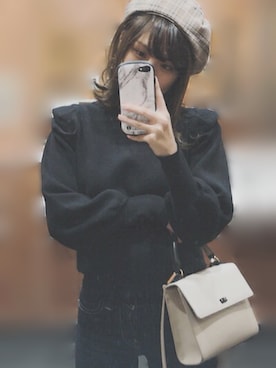 「袖ボリューム」｜「アイテム（ハンチング/ベレー帽）」を使った、さあやさん（レディース・156cm）の秋コーディネート