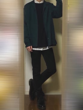 「GU（ジーユー）の（GU）スキニーフィットジーンズ（MEN ⁄ ジーンズ）」を使った、Sakuさん（メンズ・170cm）の春コーディネート