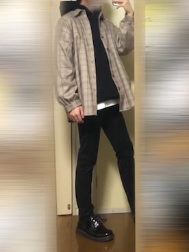 「GU（ジーユー）の（GU）スキニーフィットジーンズ（MEN ⁄ ジーンズ）」を使った、Sakuさん（メンズ・170cm）の春コーディネート