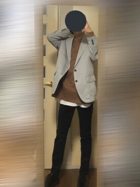 「GU（ジーユー）の（GU）スキニーフィットジーンズ（MEN ⁄ ジーンズ）」を使った、Sakuさん（メンズ・170cm）の春コーディネート