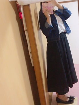 「axes femme（アクシーズファム）のアイテム（デニムジャケット）」を使った、みぃ。さん（レディース・146cm）の春コーディネート
