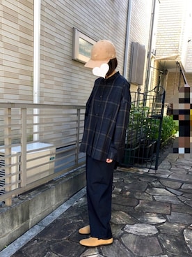 「ブラックウォッチ」｜「アイテム（キャップ）」を使った、nueさん（レディース・160cm）の秋コーディネート