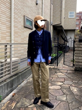 「ドレスシューズ」｜「アイテム（ダウンベスト）」を使った、nueさん（レディース・160cm）の秋コーディネート