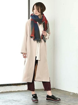 「靴」｜「アイテム（チェスターコート）」を使った、Laveange officialさん（レディース・163cm）の秋コーディネート