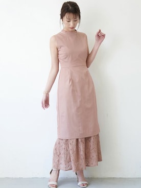 「アイテム（ドレス、ピンク系）」を使った、Laveange officialさん（レディース・163cm）の夏コーディネート