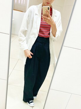 「GOGOSING（ゴゴシング）のアイテム（ジャケット/アウター）」を使った、水島 あいさん（レディース・163cm）の夏コーディネート