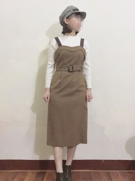 「31 Sons de mode（トランテアン　ソン　ドゥ　モード）のチェック柄タイトジャンスカニットセット《Sweet10月号小嶋陽菜さん着用》（ワンピース/ドレス、その他）」を使った、シュさん（レディース・156cm）の冬コーディネート