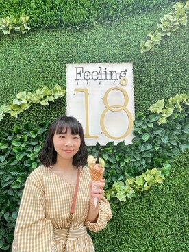 「31 Sons de mode（トランテアン　ソン　ドゥ　モード）のギンガム×ストライプシャツワンピース（ワンピース、イエロー系）」を使った、シュさん（レディース・156cm）の春コーディネート