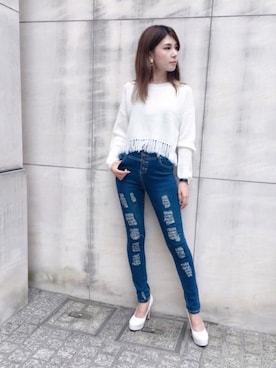 「アイテム（アナログ腕時計）」を使った、RUKAさん（レディース・168cm）の秋コーディネート