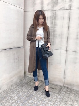 「アイテム（バックパック/リュック）」を使った、RUKAさん（レディース・168cm）の秋コーディネート