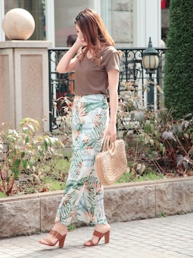 「アイテム（かごバッグ）」を使った、RUKAさん（レディース・168cm）の春コーディネート