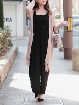 「Julia Boutique（ジュリアブティック）のアイテム（つなぎ/オールインワン）」を使った、RUKAさん（レディース・168cm）の春コーディネート