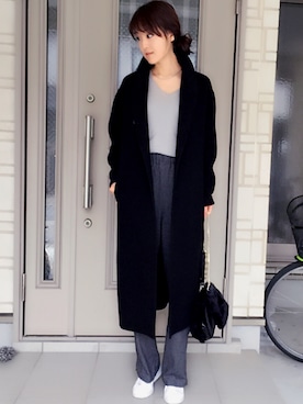 「ワイドシルエット」｜「アイテム（チェスターコート）」を使った、ikuさん（レディース・160cm）の冬コーディネート